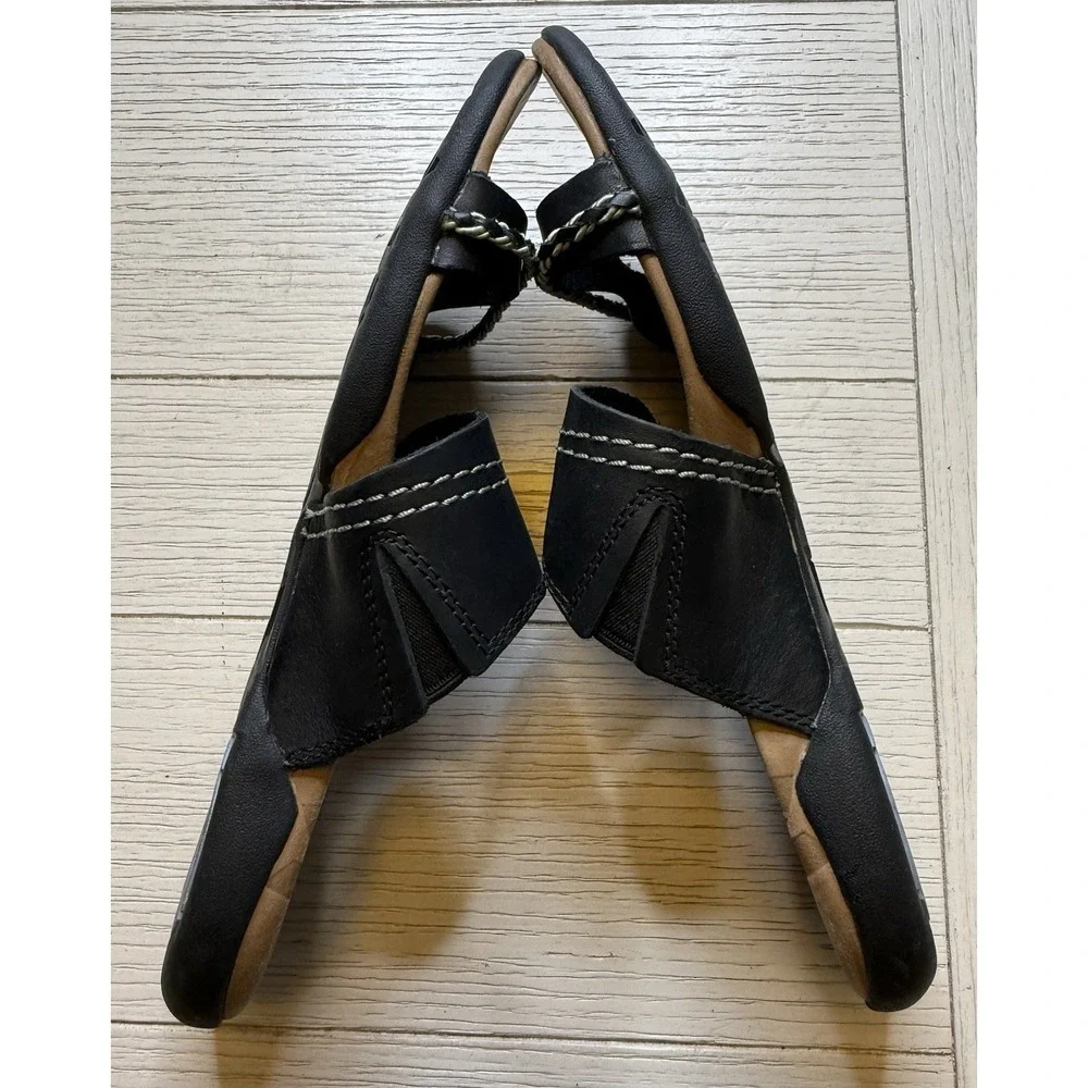 Merrell Shundra Women Sz 8 Black Casual Flip Flop Slide Sandal Shoes Boho Nature